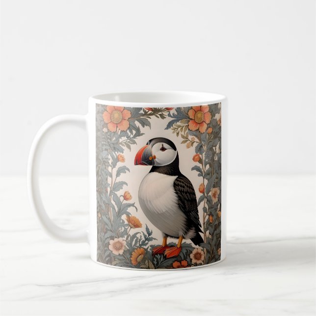 Atlantic Puffin William Morris Inspiriert Kaffeetasse (Links)