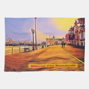Atlantik City Beach Boardwalk Pop Art Geschirrtuch
