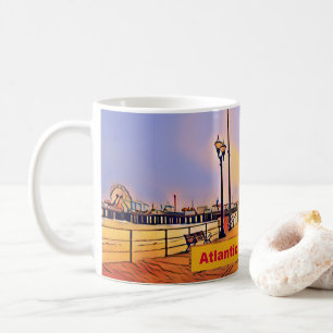Atlantik City Beach Boardwalk Pop Art Kaffeetasse