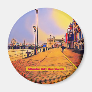 Atlantik City Beach Boardwalk Pop Art Magnet