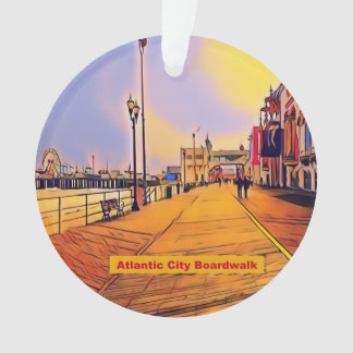 Atlantik City Beach Boardwalk Pop Art Ornament