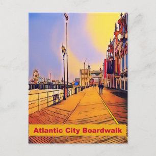 Atlantik City Beach Boardwalk Pop Art Postkarte