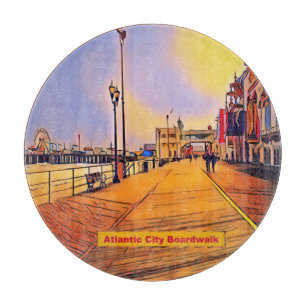 Atlantik City Beach Boardwalk Pop Art Schneidebrett