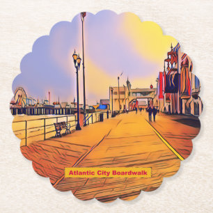 Atlantik City Beach Boardwalk Pop Art Untersetzer