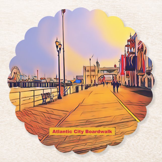 Atlantik City Beach Boardwalk Pop Art Untersetzer (Vorderseite)