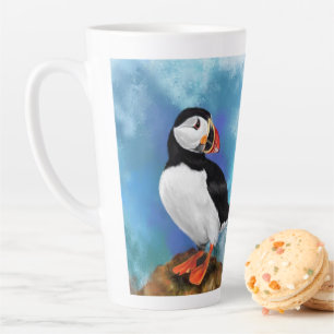 Atlantik-Papageientaucher-Vogel Latte Tasse - Male