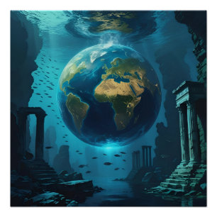 Atlantis Erde – Unterwasser-Ruinen Poster