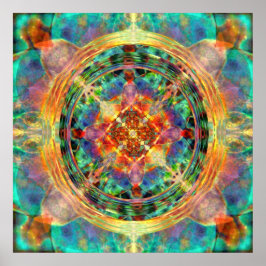 Atlantis inspiriert Rainbow Mandala Blue und Gold Poster