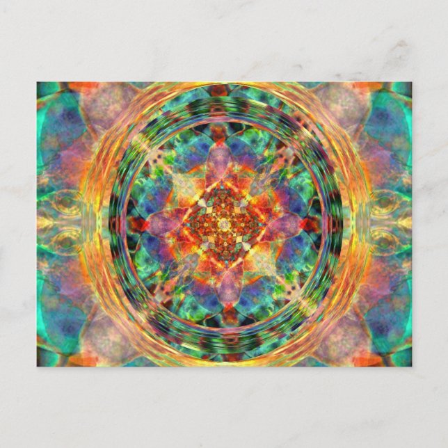 Atlantis inspiriert Rainbow Mandala Postkarte (Vorderseite)