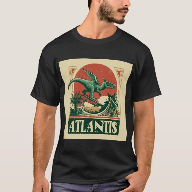 “Atlantis” Pterosaur on a Skateboard T-Shirt (Vorderseite)