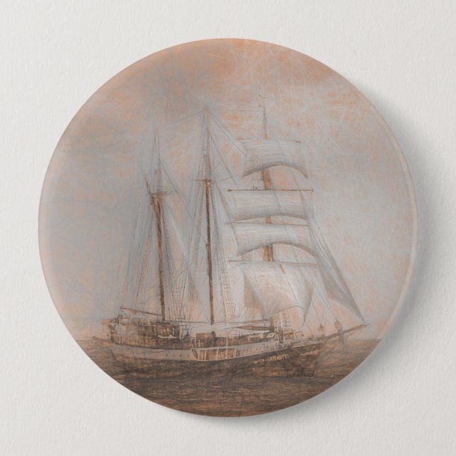 Atlantis Segelschiff da Vinci Button (Vorderseite)