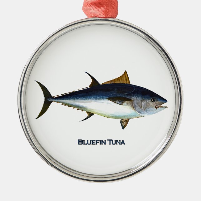 Atlantische Bluefin-Thunfisch-Verzierung Silbernes Ornament (Vorne)