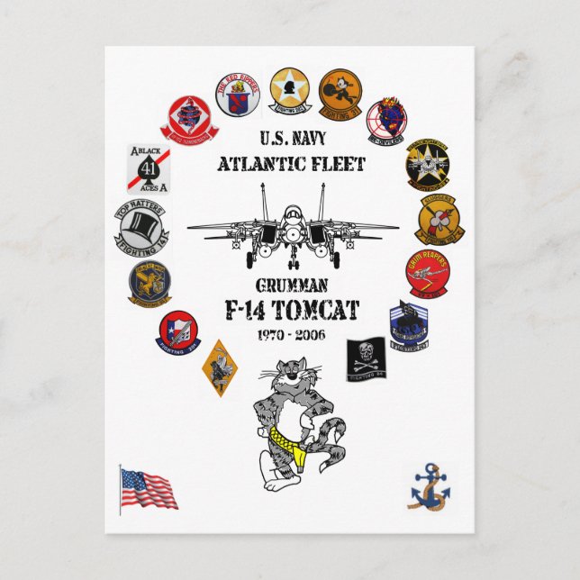 ATLANTISCHE FLOTTE - F-14 TOMCAT SQ. POSTKARTE (Vorderseite)