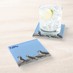 Atlantische Puffen Glasuntersetzer