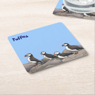 Atlantische Puffen Rechteckiger Pappuntersetzer