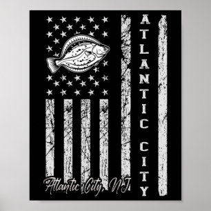 Atlantische Stadt Nj für Flussfischerei Fischer Poster