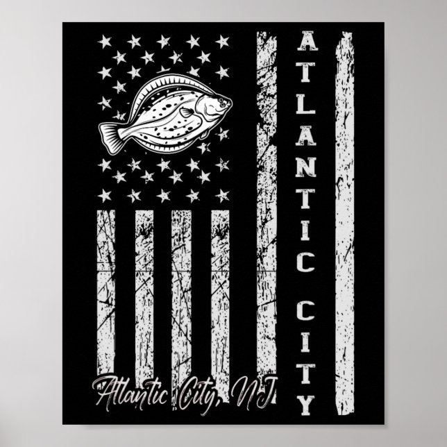 Atlantische Stadt Nj für Flussfischerei Fischer Poster (Vorne)