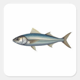Atlantischer Makrele. Quadratischer Aufkleber