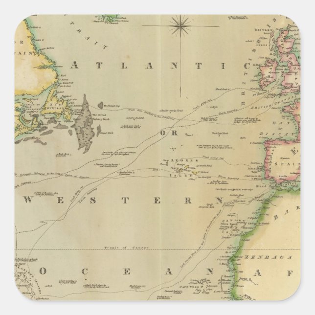 Atlantischer Ozean Quadratischer Aufkleber (Vorderseite)