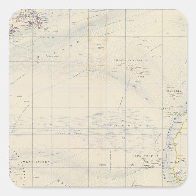Atlantischer Ozean Quadratischer Aufkleber (Vorderseite)