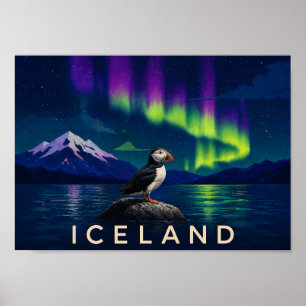 Atlantischer Papageientaucher Aurora Island Wandku Poster