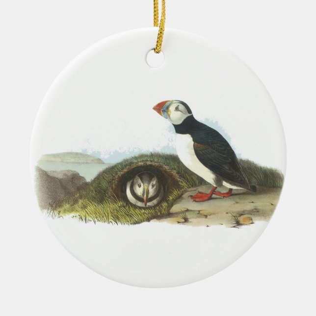 Atlantischer Papageientaucher, John Audubon Keramik Ornament (Vorne)