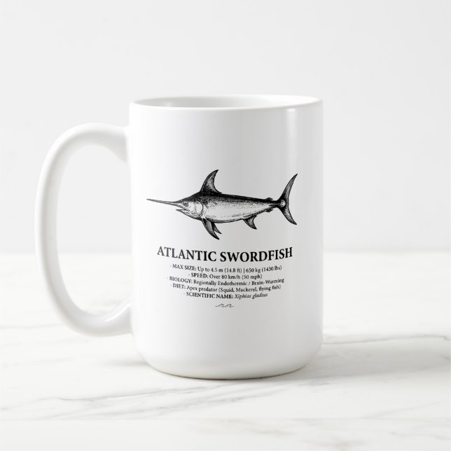 Atlantischer Schwertfisch Wissenschaftliche Illust Kaffeetasse (Links)