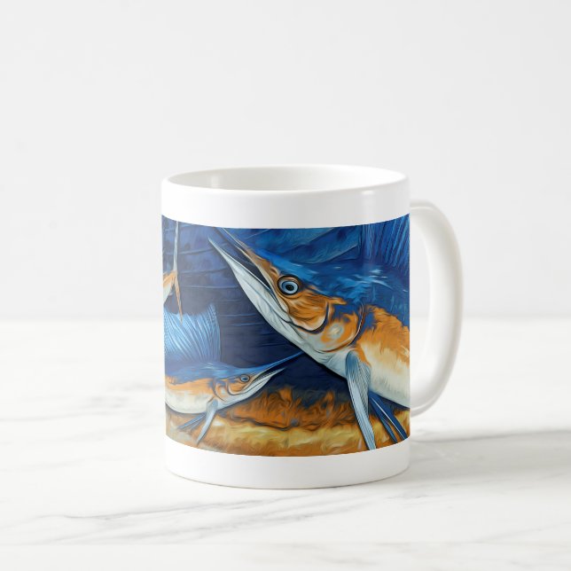 Atlantischer Segelfisch Grafik Kaffeetasse (VorderseiteRechts)