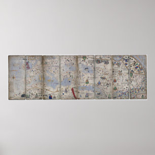 Atlas Catalan Weltkarte 14. c. Abraham Cresques Poster