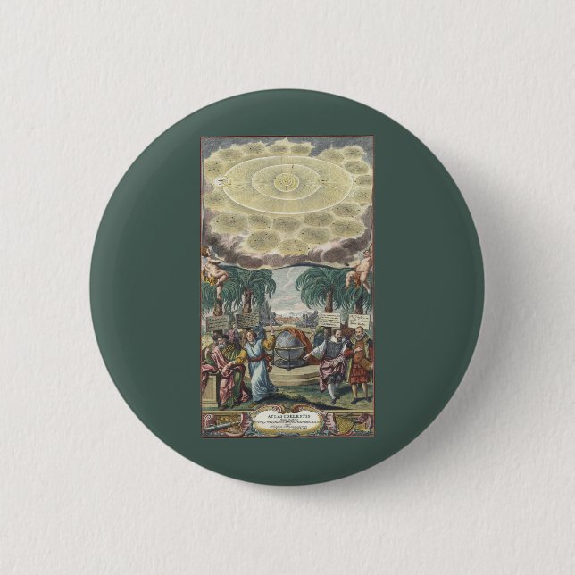 Atlas Coelestis von Doppelmaier, Vintag Astronomie Button (Vorderseite)