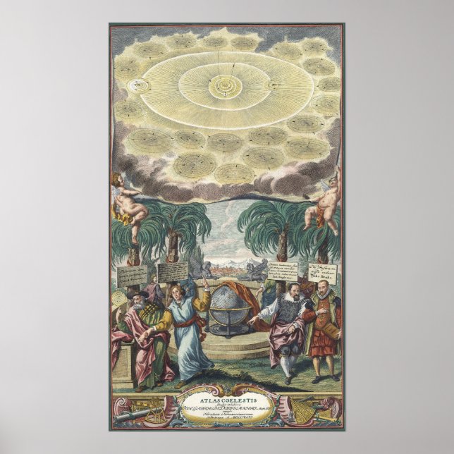 Atlas Coelestis von Doppelmaier, Vintag Astronomie Poster (Vorne)