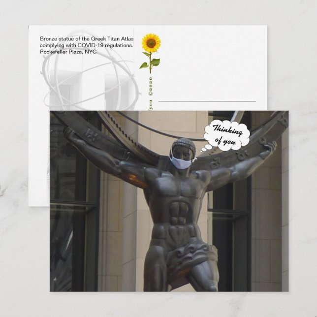 Atlas, Denken Sie an Sie - NYC H Postkarte (Vorne/Hinten)