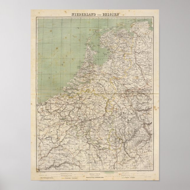 Atlas-Karte für die Niederlande und Belgien Poster (Vorne)