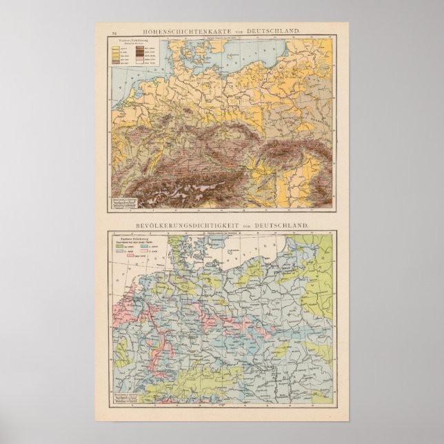 Atlas-Karte Mitteleuropas Poster (Vorne)