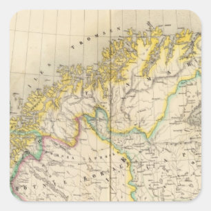 Atlas-Karte Schwedens, Norwegen Quadratischer Aufkleber