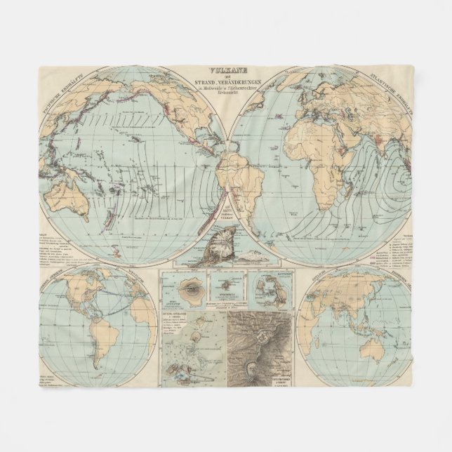 Atlas-Karte Thatigkeit DES Erdinnern Fleecedecke (Vorderseite (Horizontal))