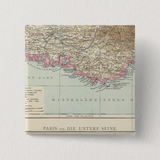 Atlas Karte von Frankreich Button (Vorderseite)