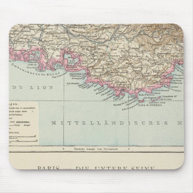 Atlas Karte von Frankreich Mousepad (Vorne)