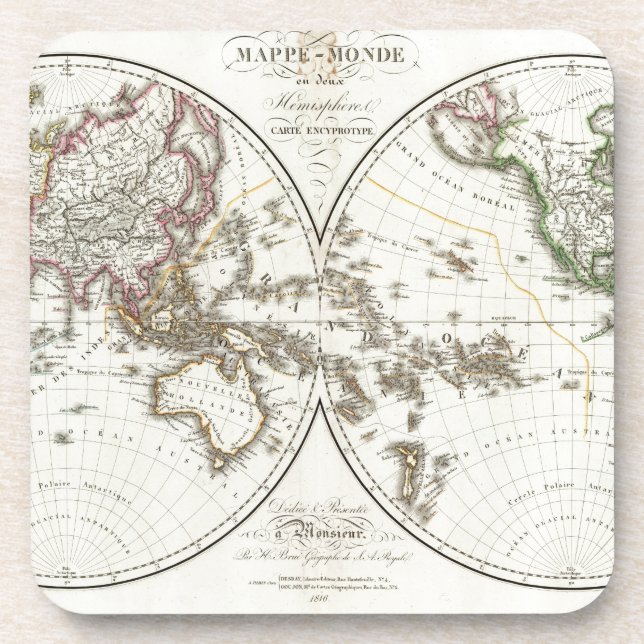 Atlas-Karte von Paris Untersetzer (Vorderseite)