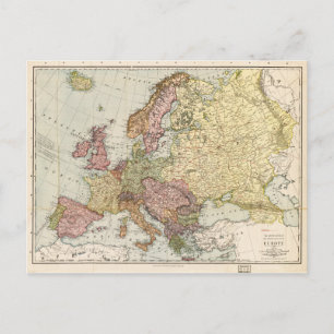 Atlas Map of Europe (1912) Postkarte