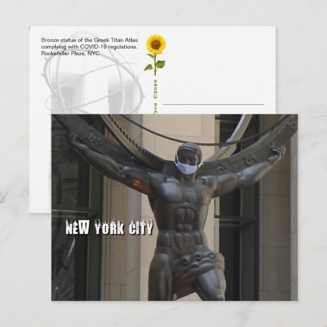Atlas mit Gesichtsmaske - NYC H Postkarte (Vorne/Hinten)