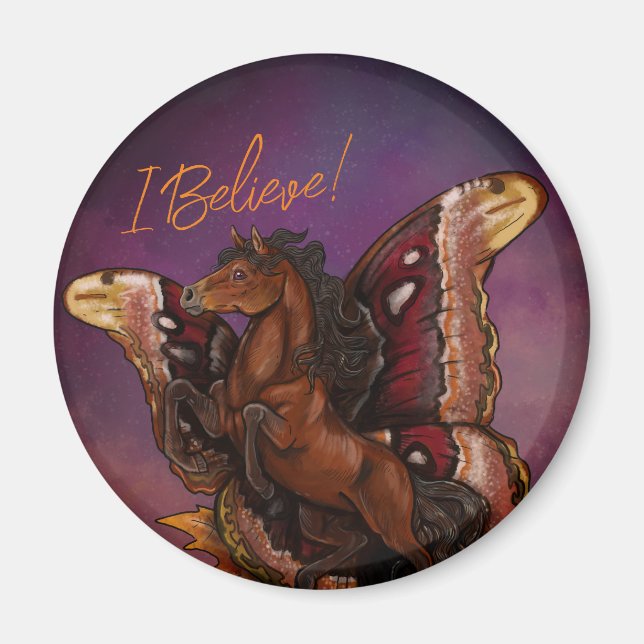 Atlas Moth Fairy Horse Magnet (Vorne)