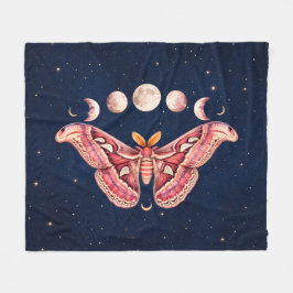 Atlas Moth Night Sky Cosmos Moon Phase | Boho Art Fleecedecke