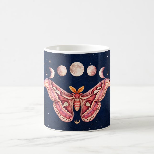 Atlas Moth Night Sky Cosmos Moon Phase | Boho Art Kaffeetasse (Mittel)
