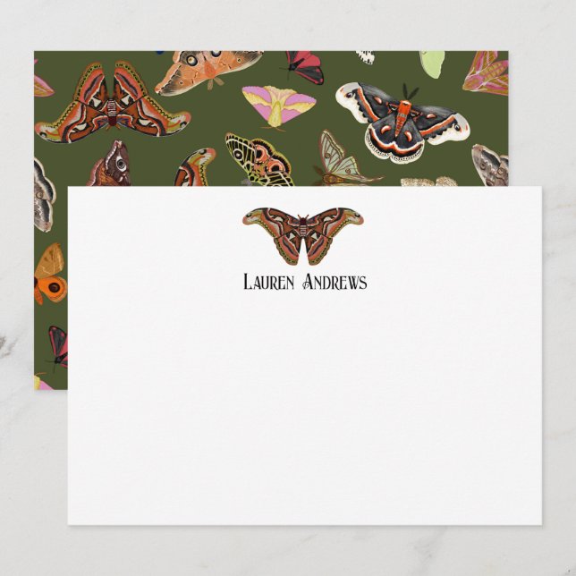 Atlas Moth Personalisiert Stationery Note Card Einladung (Vorne/Hinten)