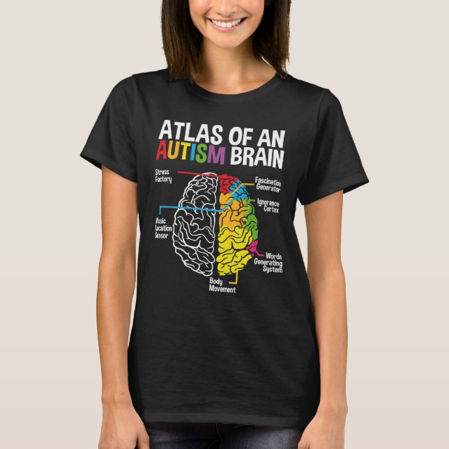 Atlas of a Autismus Brain Month Ribbon Puzzle T-Shirt (Vorderseite)