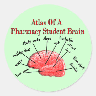 Atlas of a Pharmacy Student Brain Runder Aufkleber