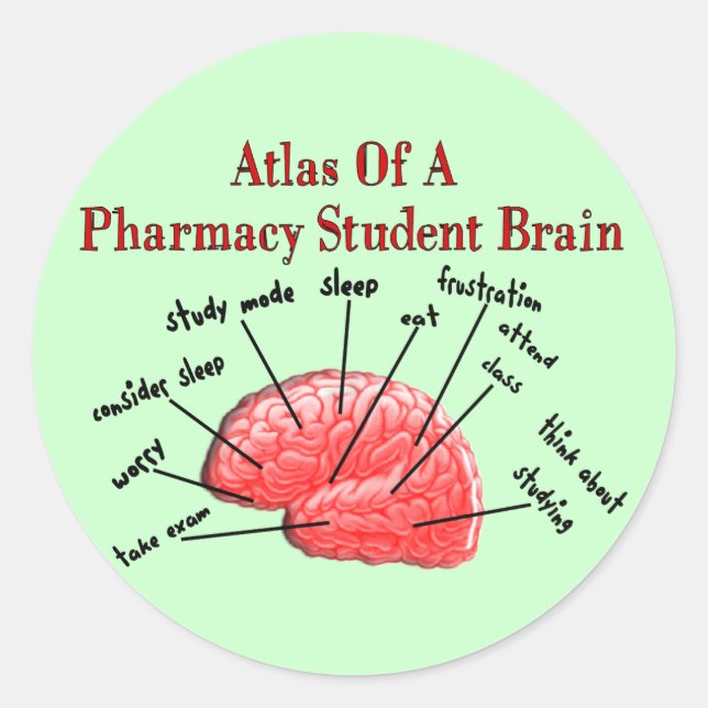 Atlas of a Pharmacy Student Brain Runder Aufkleber (Vorderseite)
