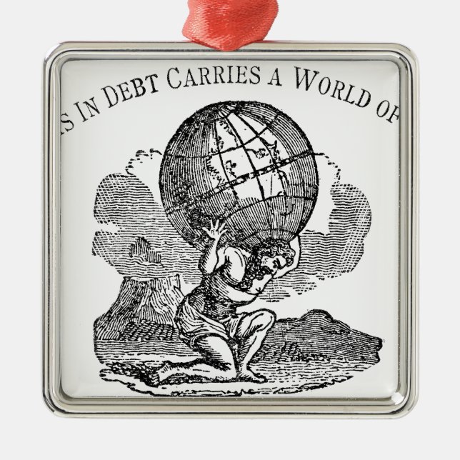 Atlas Shrugged / Schulden Zitat Silbernes Ornament (Vorne)