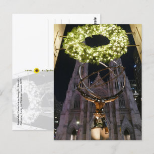 Atlas & St. Patrick's Cathedral, Christmas, NYC - Postkarte